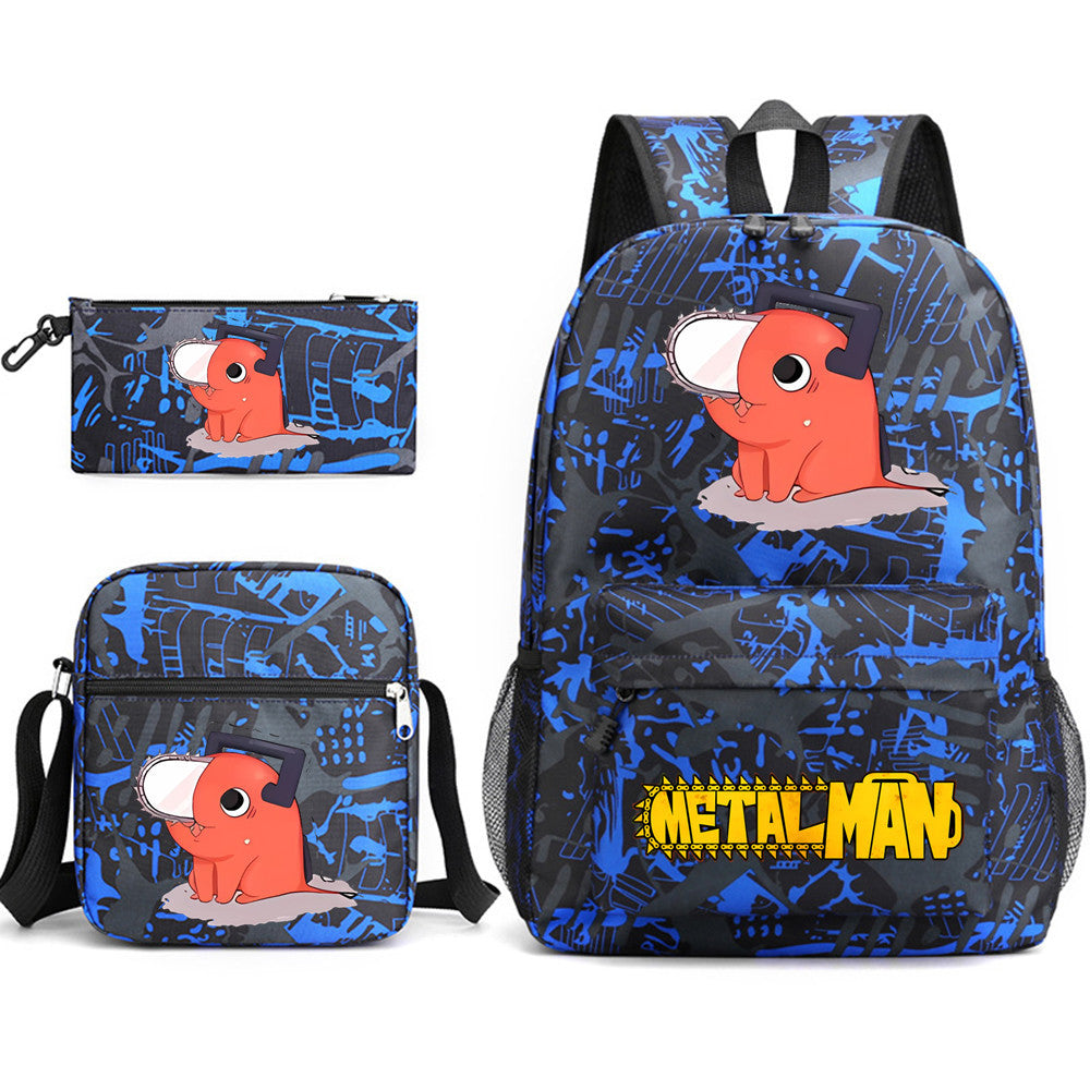 Pochita School Bag Three-piece Backpack