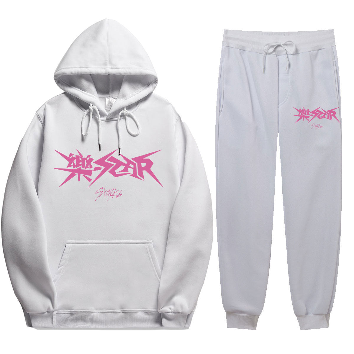 Unisex Kpop Letter Print Hoodie Straight Pants Set