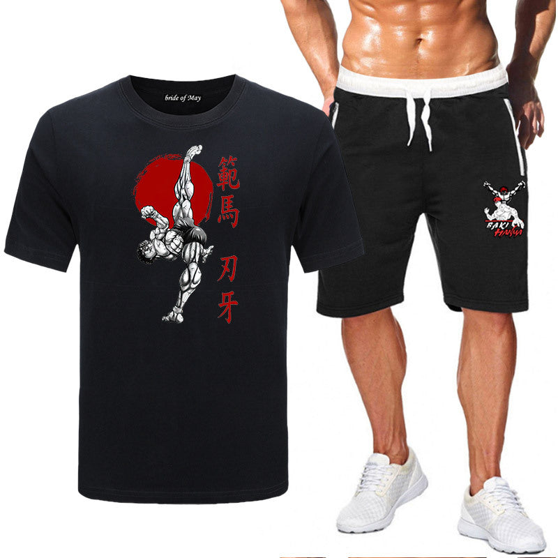 Men's Baki Anime T-Shirt Shorts Two-piece Set