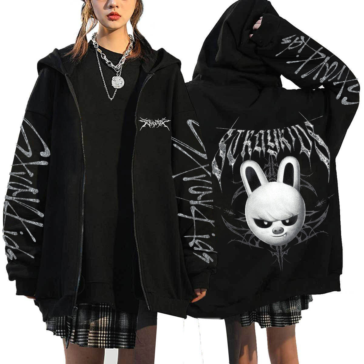 Casual KPOP Dominate Printed Zipper Hoodie