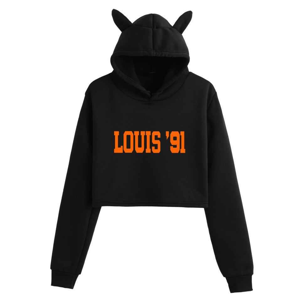 Women's 1D Letter Printed Crop Casual Hoodie