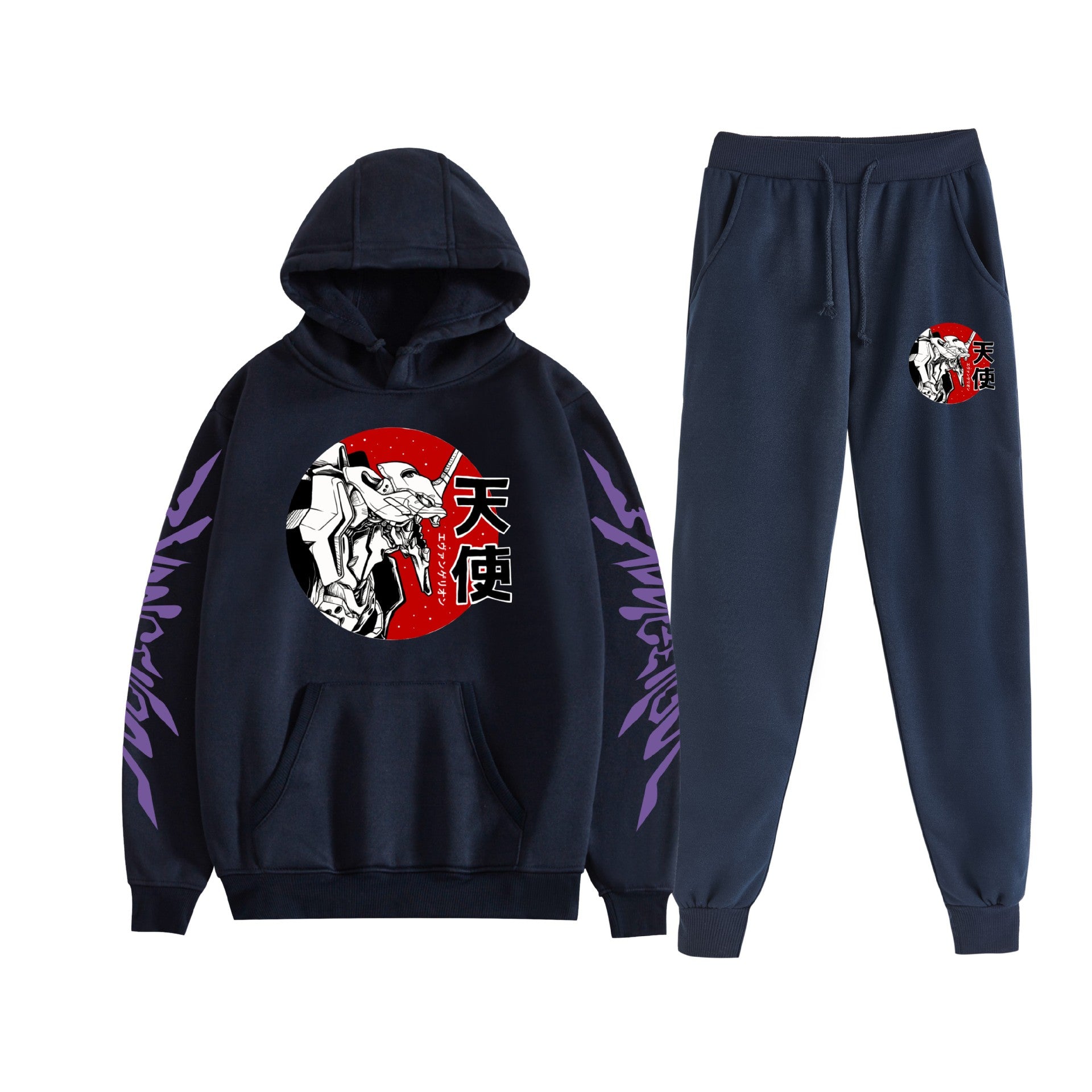 Unisex Eva Graphic Print Hoodie Pants Set