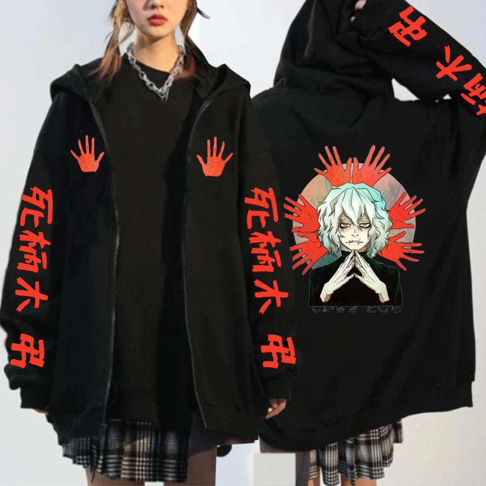 Unisex Anime Printed Zipper Casual Hoodie