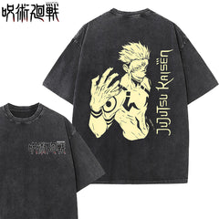 Retro Anime Washed Loose Cotton T-Shirt