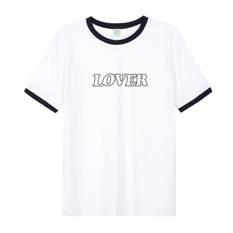 Lover Letter Print Short Sleeve Cotton T-shirt