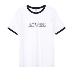 Lover Letter Print Short Sleeve Cotton T-shirt