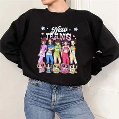 NJZ Rabbit Cartoon Printed Crew Neck Sweatshirt