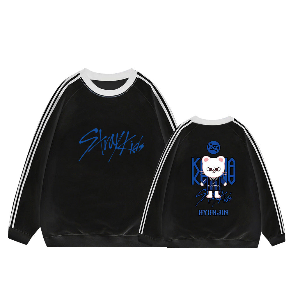 Karma Cartoon Doll Stripe Cotton Sweatshirt