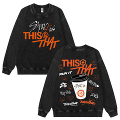 SKZ This & That Graphic Washed Crew Neck Sweatshirt