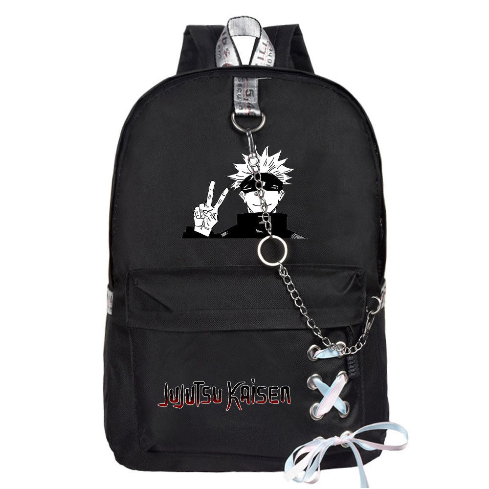 Casual Anime Lace-Up Chain Canvas Backpack