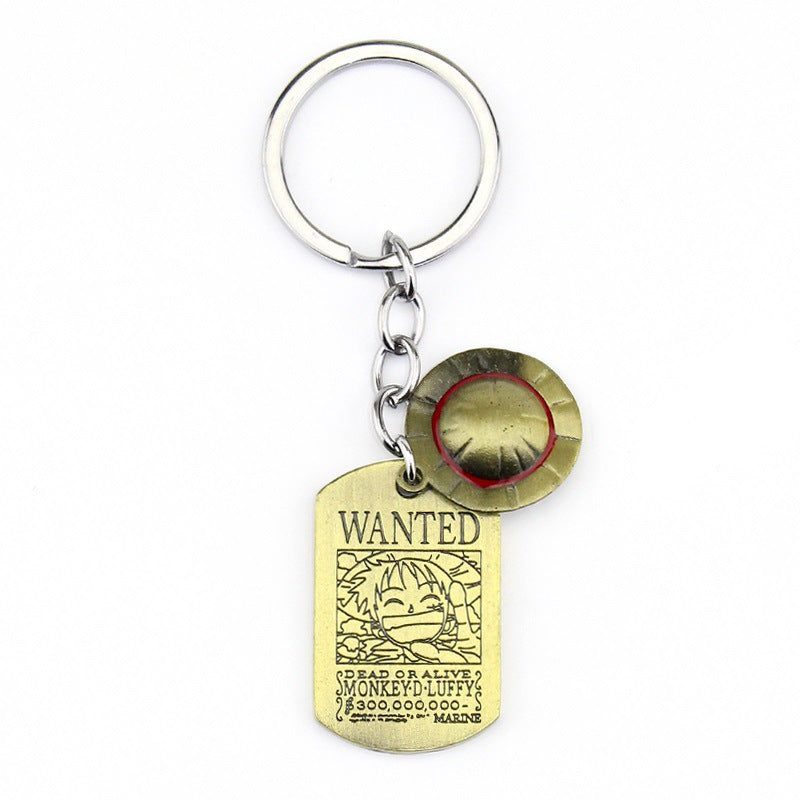 Luffy Straw Hat Wanted Tag Keychain