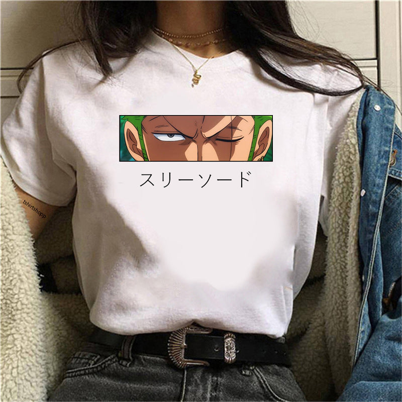 Casual Crew Neck Short Sleeve Luffy T-shirt