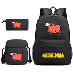 Pochita School Bag Three-piece Backpack