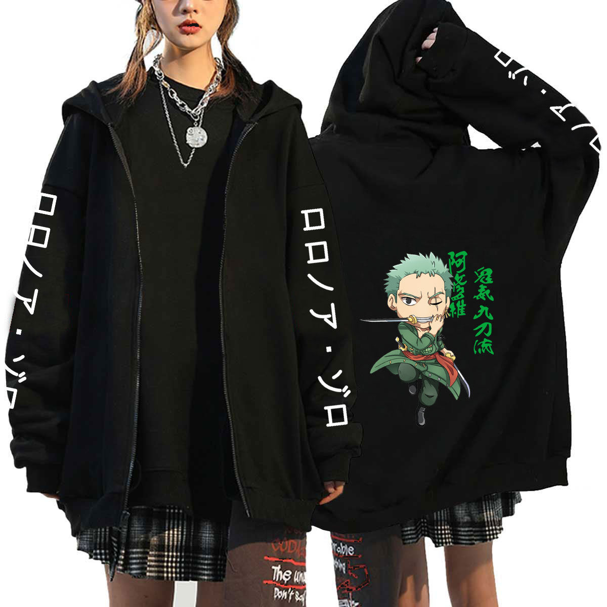 Unisex Luffy Printed Zipper Casual Hoodie