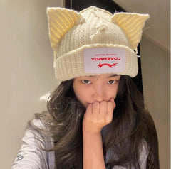 GISELLE Same Cat Ears Knitted Hat Beanie