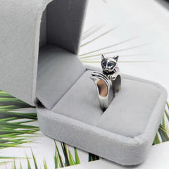 Exquisite Retro Silver Cat Ring