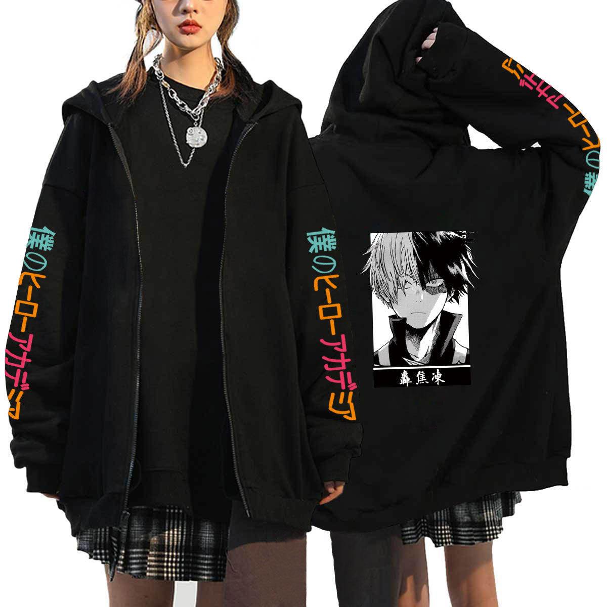 Unisex Trendy Anime Graphic Zipper Hoodie