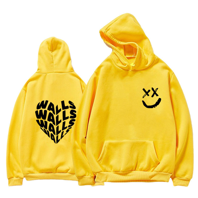 Unisex Smiling Face Walls Printed Loose Hoodie