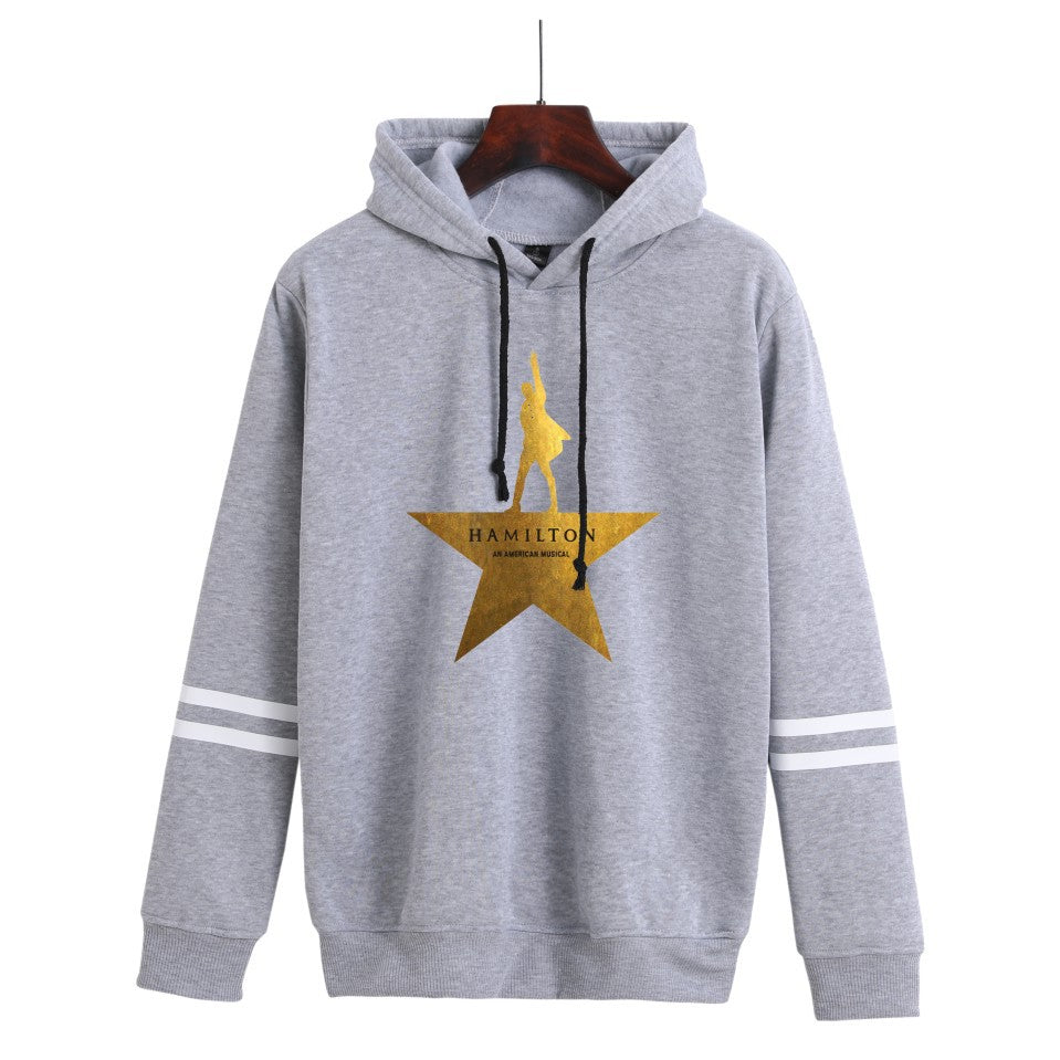Unisex Anime Print Striped Loose Hoodie