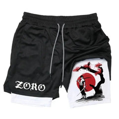 Men's Zoro Printed Double-layer Fitness Casual Shorts