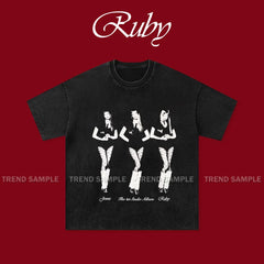 JENNIE Album RUBY Printed Cotton Washed T-shirt