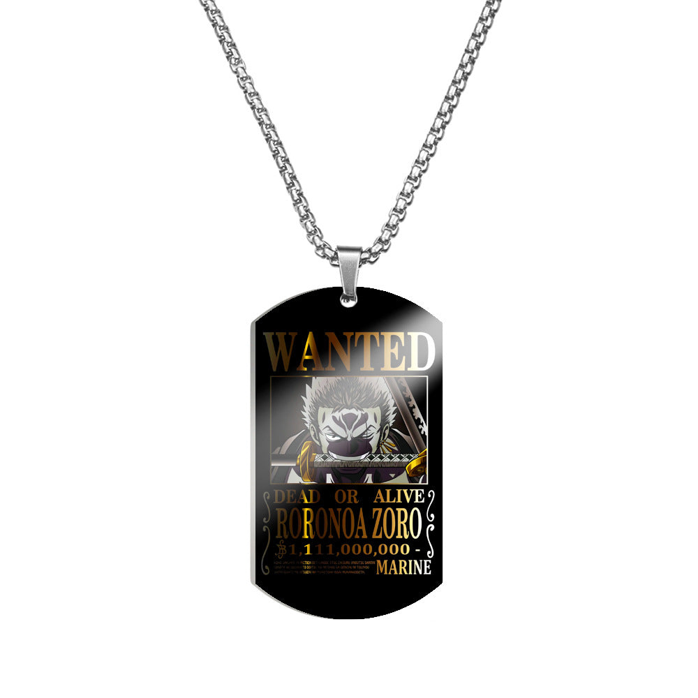 Luffy Wanted Stainless Steel Dog Tag Necklace