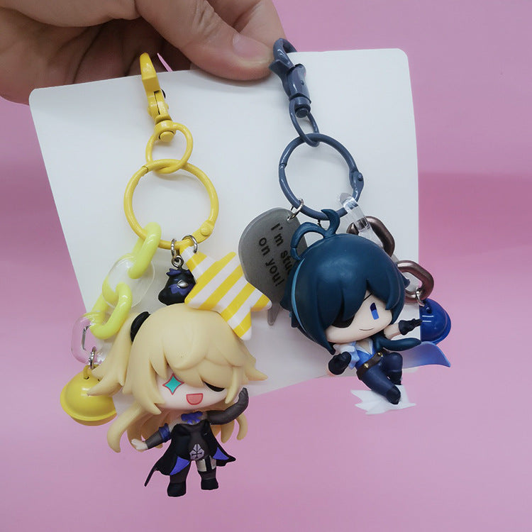 6 Cute Game Doll Bell PVC Keychain