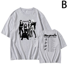 KPOP Printed SynkParallelLine Short-sleeved T-shirt