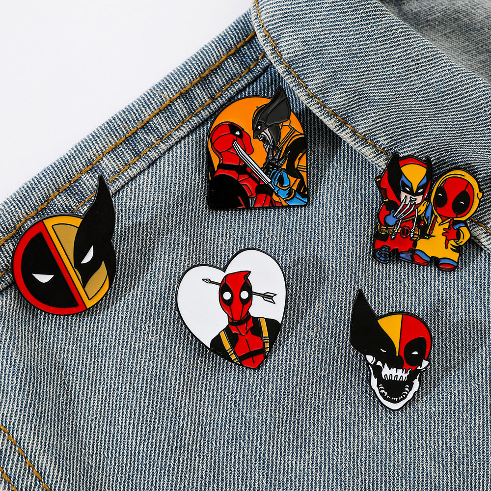 Deadpool and Wolverine Alloy Metal Badge Brooch