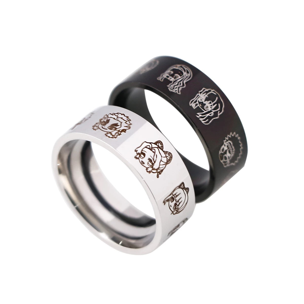 Unisex Anime Stainless Steel Laser Ring