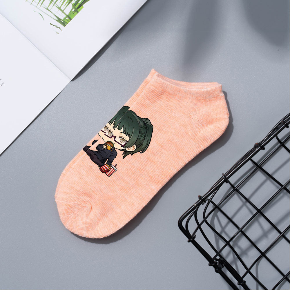 Casual Anime Cotton Breathable Boat Socks