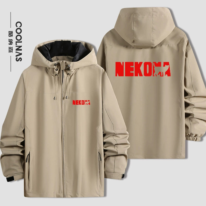 Unisex Anime Nekoma Logo Zipper Jacket