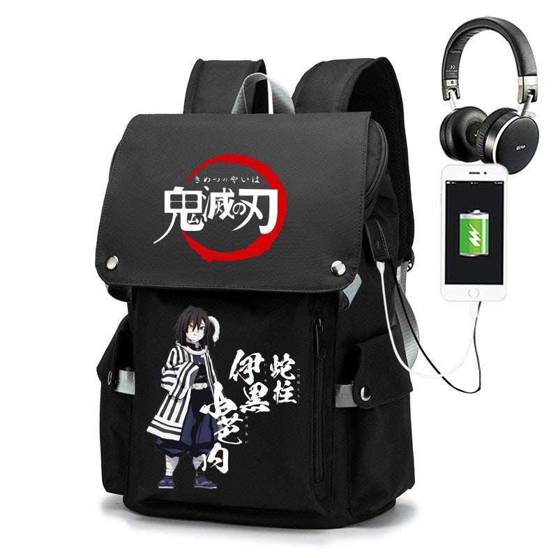 Casual Anime Tanjiro Printed Black Backpack