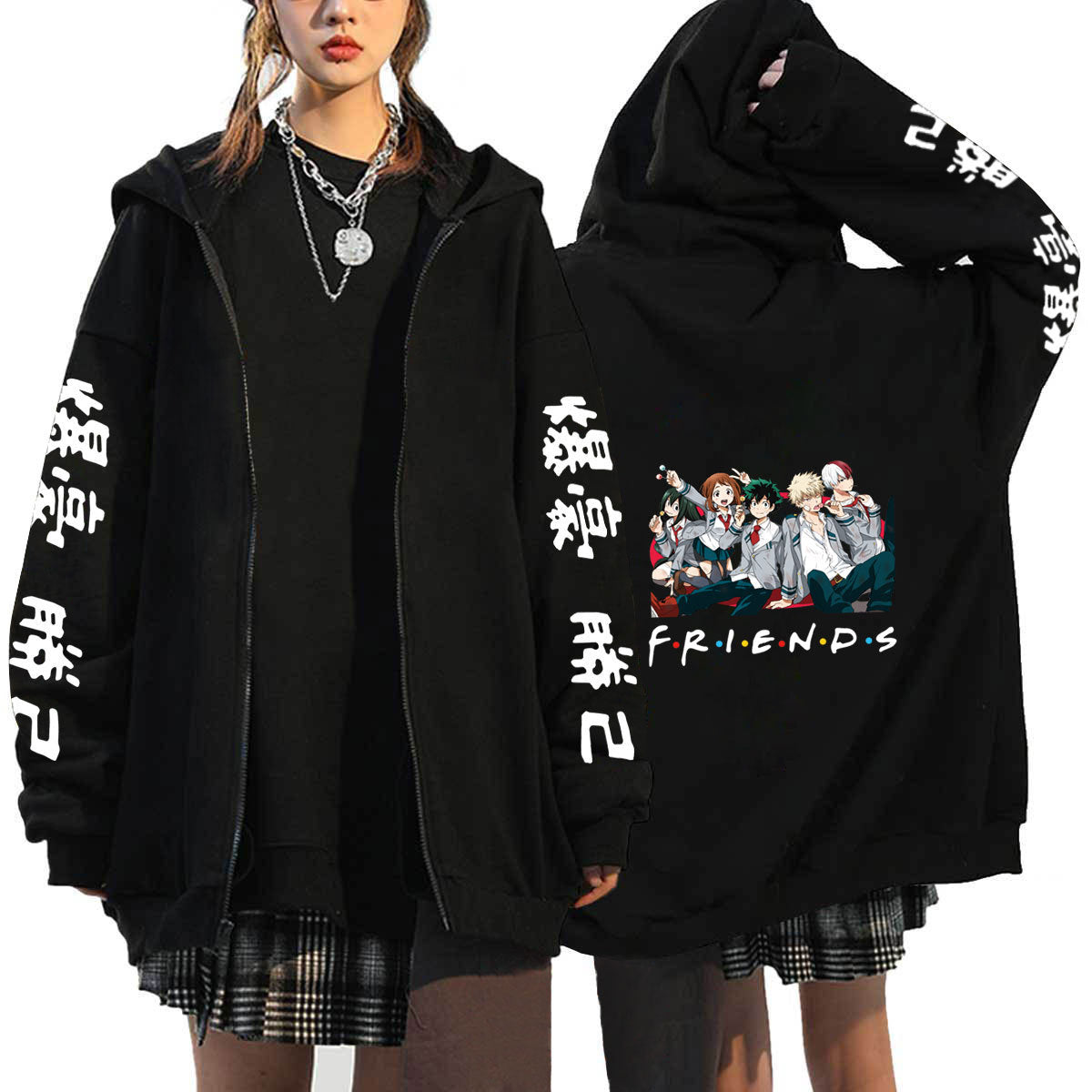 Unisex Casual Anime Zip Up Sports Hoodie