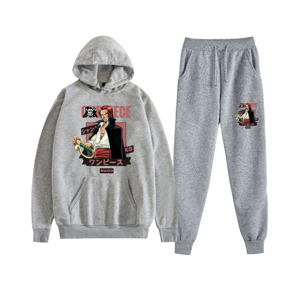 Casual Anime Graphic Print Hoodie Loose Pants