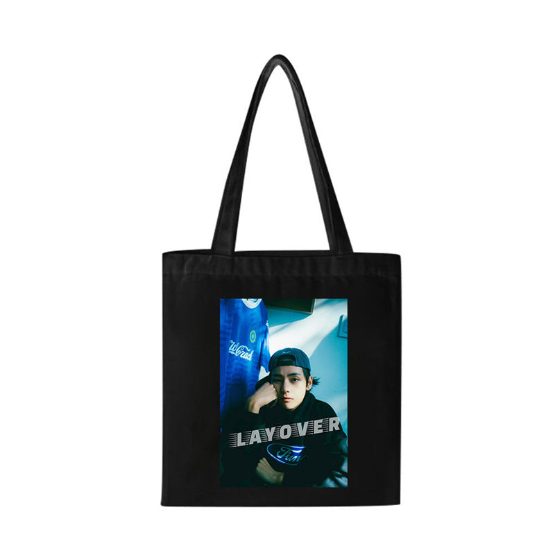 Kpop Pattern Canvas Zipper Tote Bag