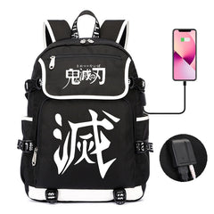 Versatile Anime Pattern Printed Black Backpack