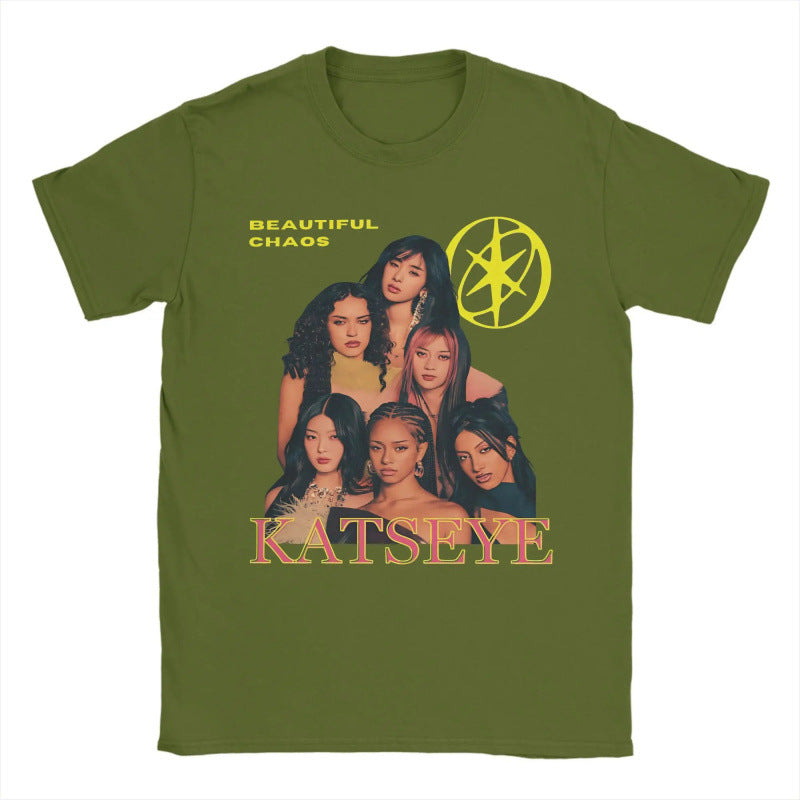 Casual Katseye Beautiful Chaos Cotton T-Shirt
