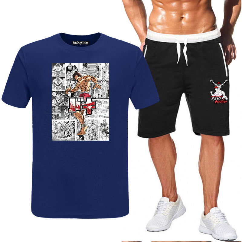 Men's Baki Anime T-Shirt Shorts Two-piece Set