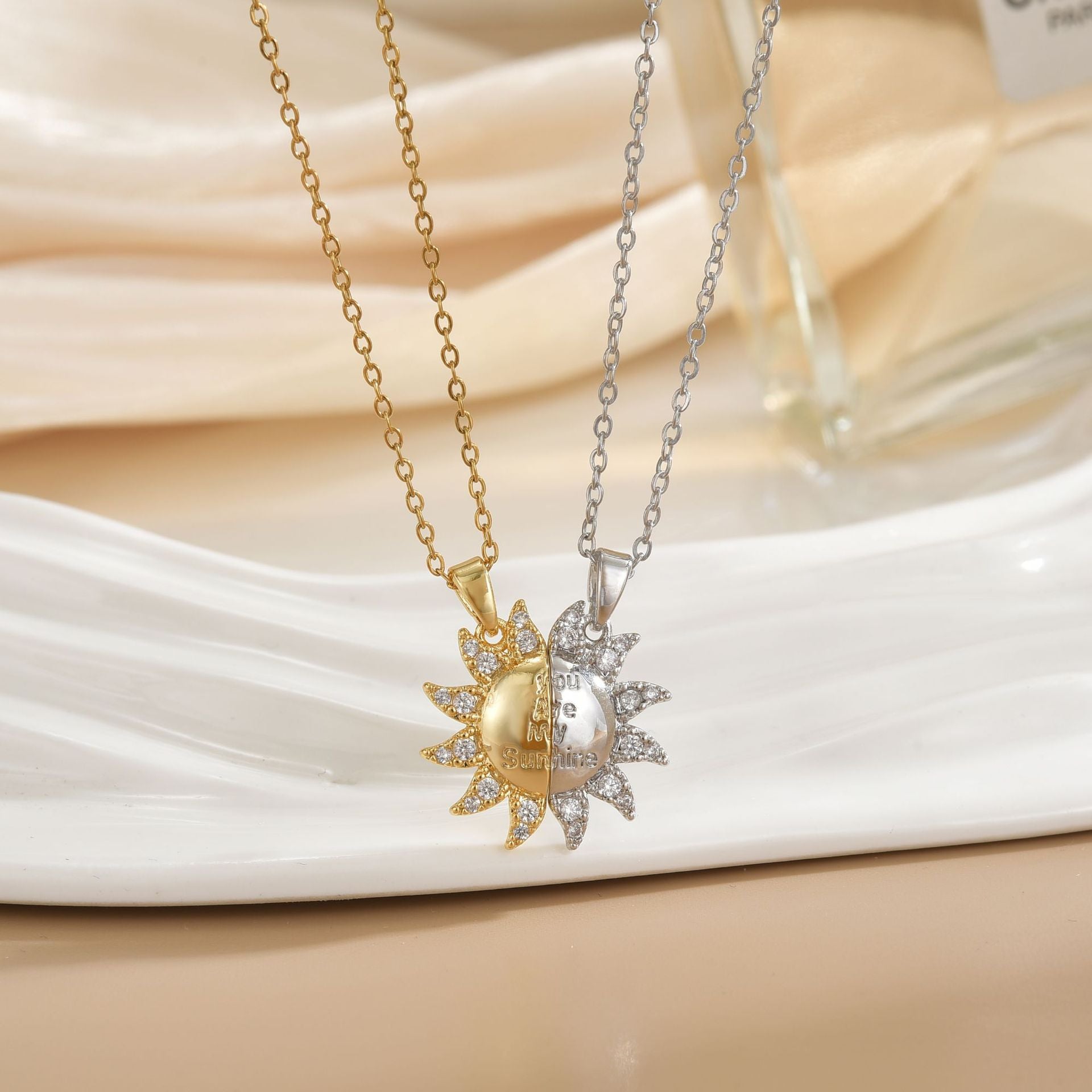 Versatile Magnetic Sun Moon Couple Necklace