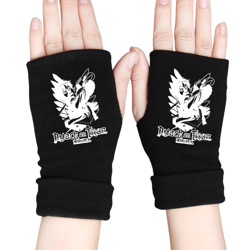 Trendy Anime Half Finger Gloves