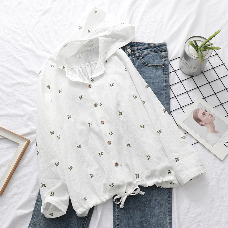 Cartoon Leaf Print Sunscreen Thin Coat