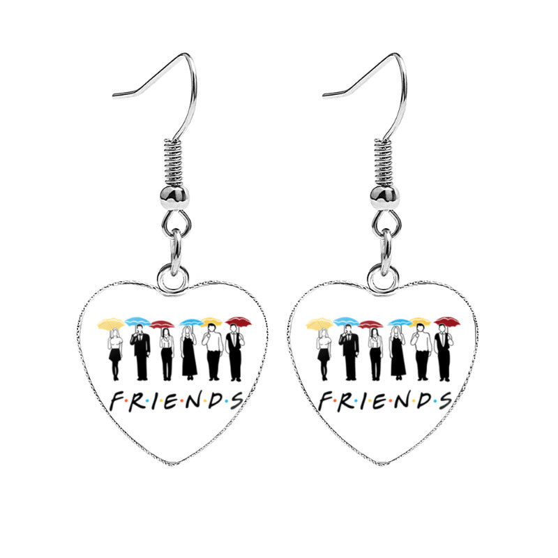 Friends Heart Shape Earrings Jewelry