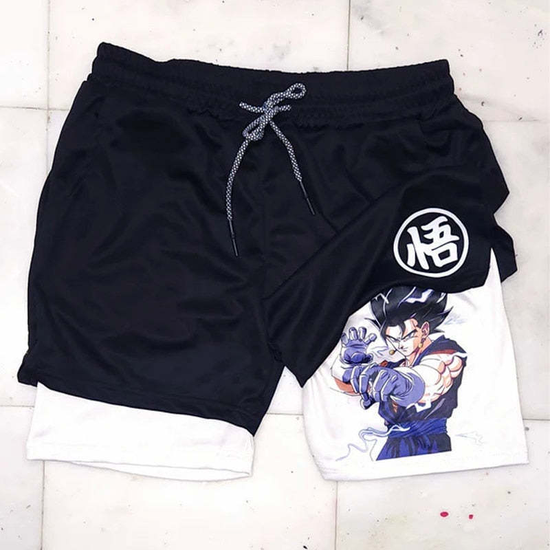 Casual Anime Double-layer Fitness Sports Shorts