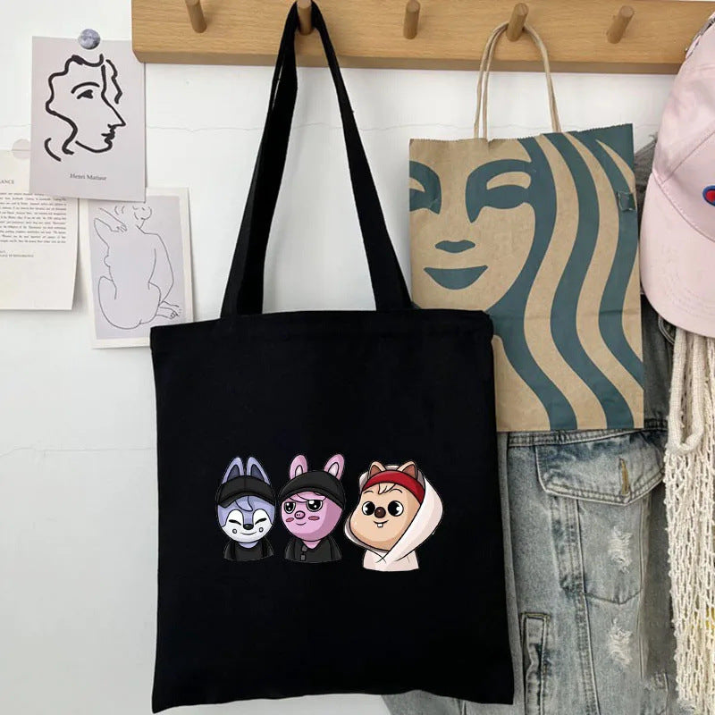 Cute Kpop Printed Canvas Shoulder Bag