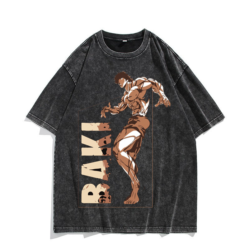 Retro Baki Washed Short-sleeved T-shirt