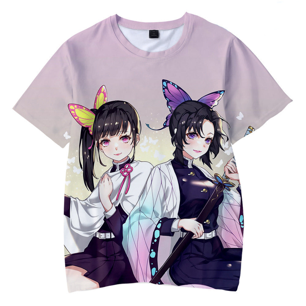 Unisex Anime Digital Print Short-sleeved T-shirt