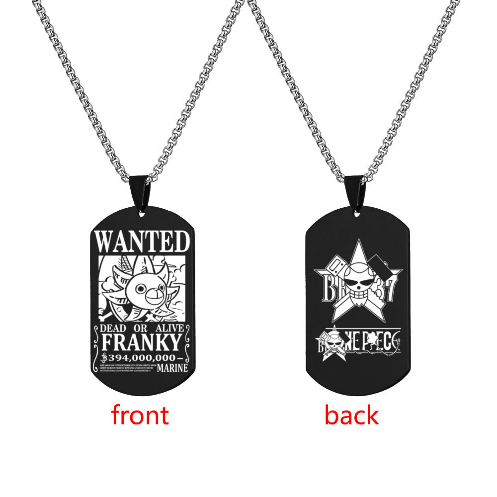 Luffy Wanted Double-sided Dog Tag Necklace