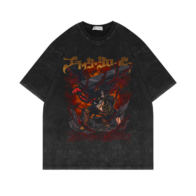 Retro Anime Short-sleeved Washed T-shirt