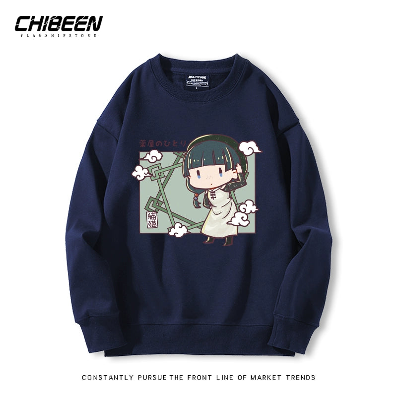Cute Anime Pattern Print Crew Neck Sweatshirt